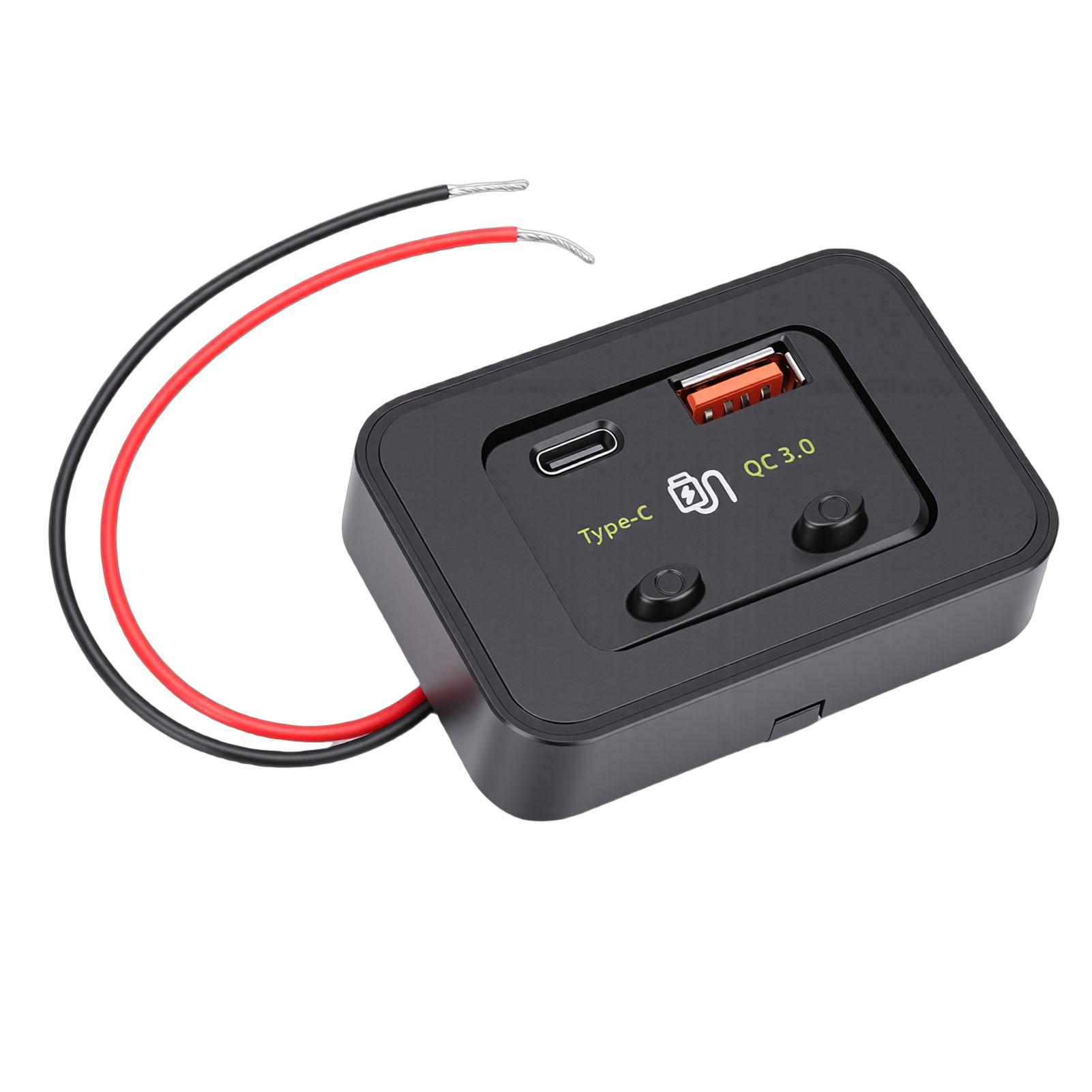 

12V 24V RV USB Outlet Car Socket Charger Panel Dual USB Port QC3.0 Type C Port Fast Charging for RV Marine Boat ATV