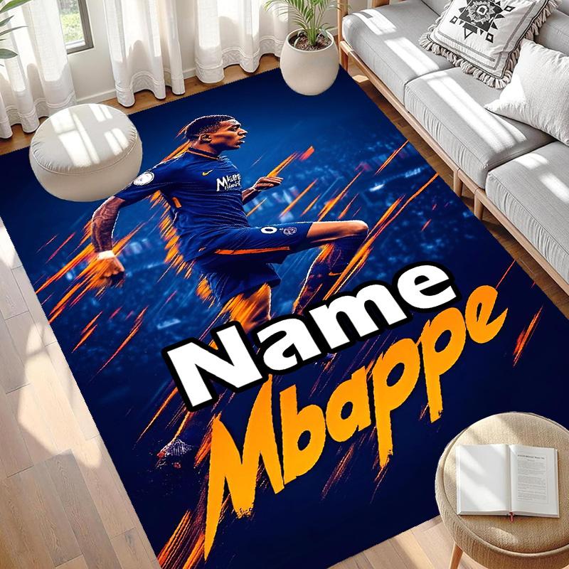 Custom Name Personalized Kylian Mbappe Print Carpet, Versatile Home Decor Rug, for Playroom, Apartment, Balcony, Entryway, Hallway Gift