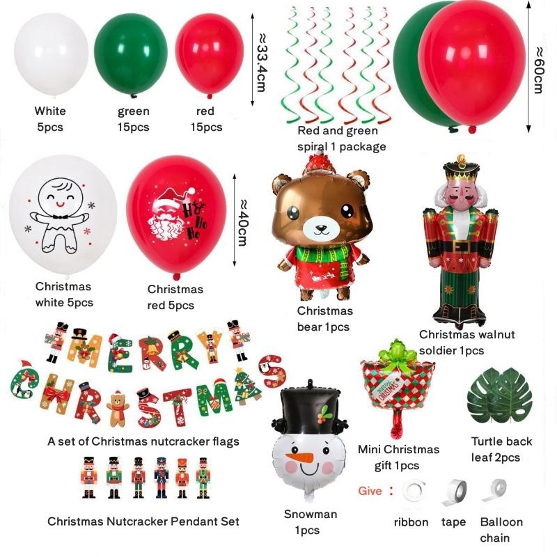 Christmas Balloon Decoration Santa Claus Reindeer Balloon Spiral Hanging Decoration Christmas Themed Printed Balloon