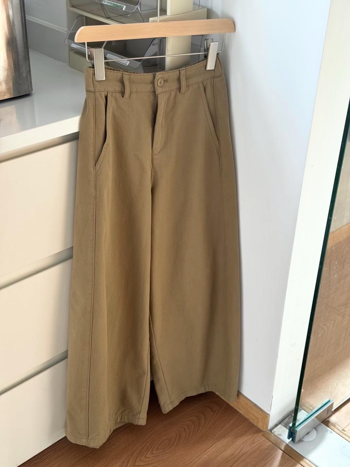 

Women s Spring Khaki Wide-Leg Pants with High-End Japanese & Korean Style - Loose, Draped, and Casual S (40-55 kg) хаки
