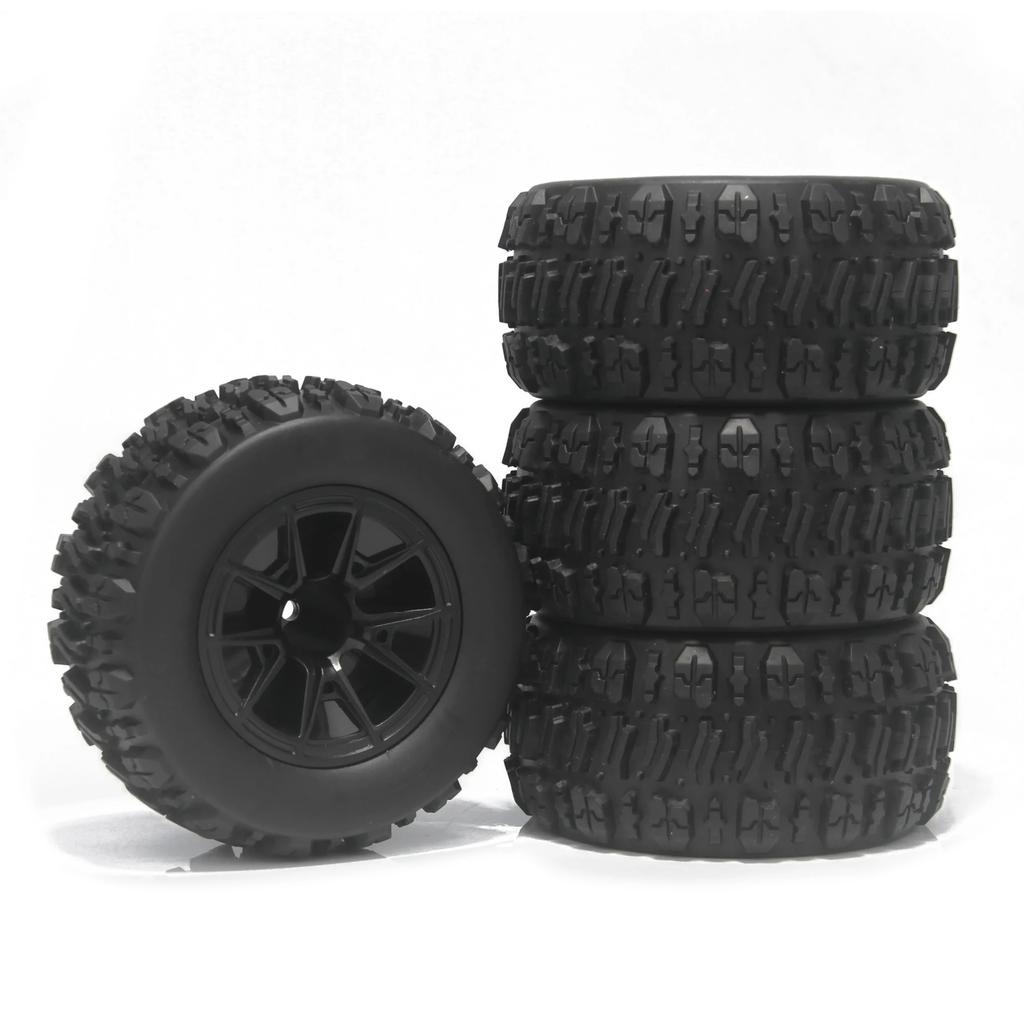 4PCS 90mm 12mm Hex Monster Truck Rubber Tires Off Road Buggy Wheel for 1/14 RC Car Wltoys 144010 MJX Hyper Go 14209 14210 RC Car