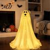 Trick or Treat Yard Sign Lighted Ghost Dog Halloween Decoration, Battery Operated Freestanding Spooky Glowing for Patio with Remote And String