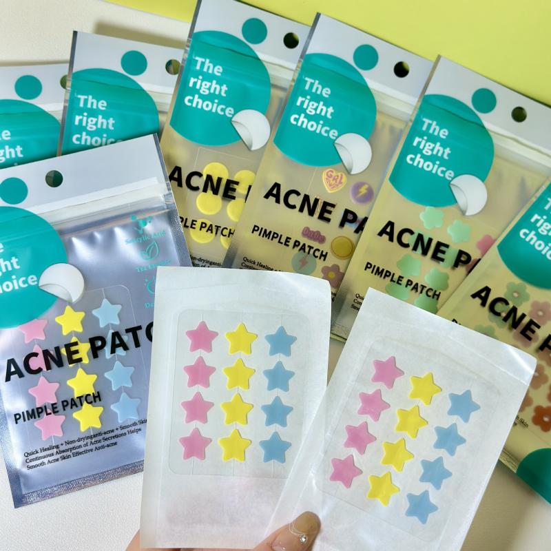 12Pcs Star Shape Pimple Colorful Hydrocolloid Acne Patches Facial Skin Care Isolate Air Pollution Closed Acne Blemishes Cover