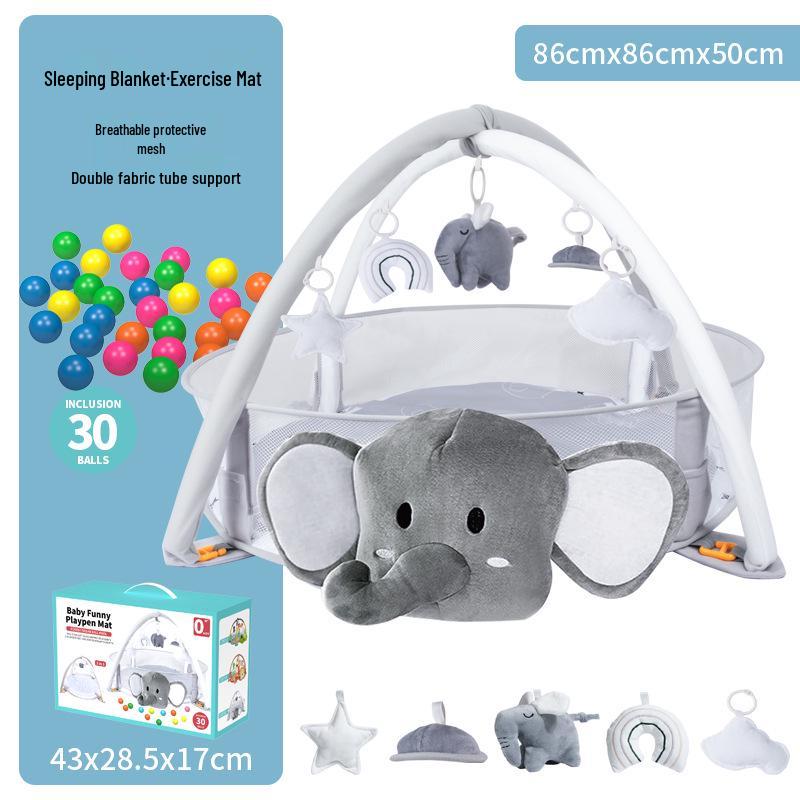 Elefant Baby-Laufstall mit Bällenbad & Krabbelmatte - Spielzeug & Geschenke für 0-3 Jahre