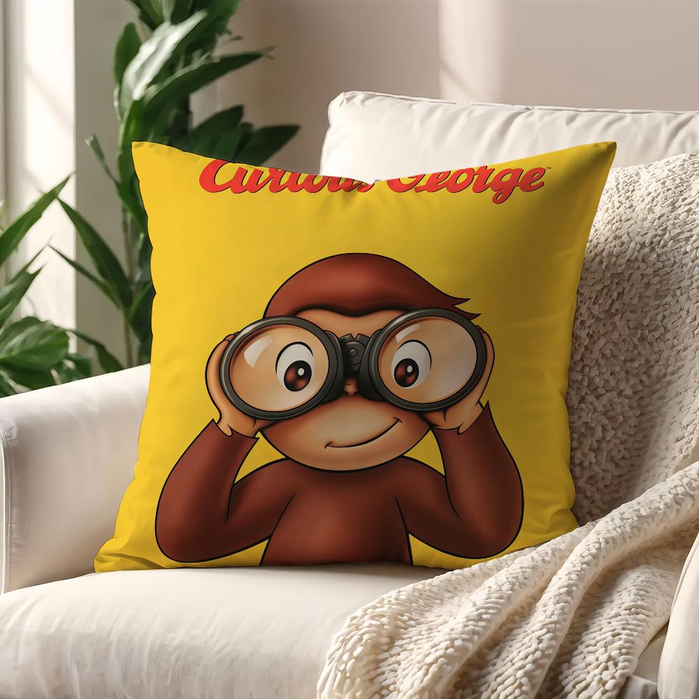 Cartoon C-Curious Affe G-George Kissenbezug Kissenbezug Dekoration Zimmer Haus Sofa Wohnzimmer Büro Auto Nordische Schlichtheit
