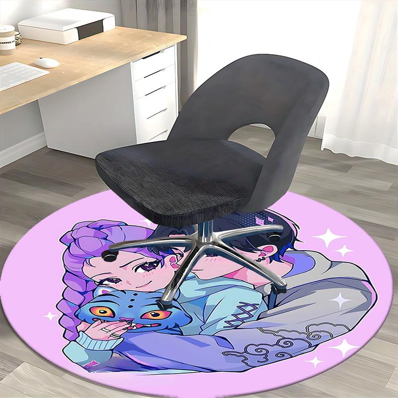 1 szt. Okrągły dywan inspirowany anime - Idealny pod krzesła biurowe