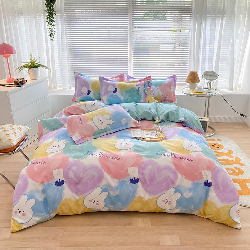 Skin-friendly Cotton Plant Cashmere Thickened Sanded Four-piece Bedding Set Dormitory Three-piece Set Bed Sheet Quilt Cover