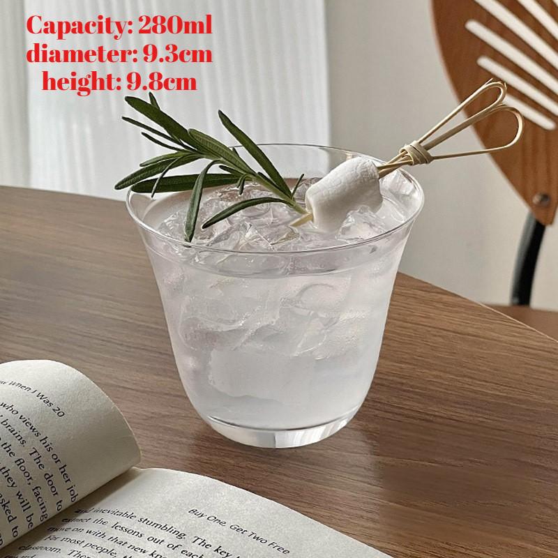 Japanese Style Simple Design Glass Cup with Flared Mouth Classic Tea Coffee Cup American Style Iced Coffee Glass Cup with Wide mouthed cup