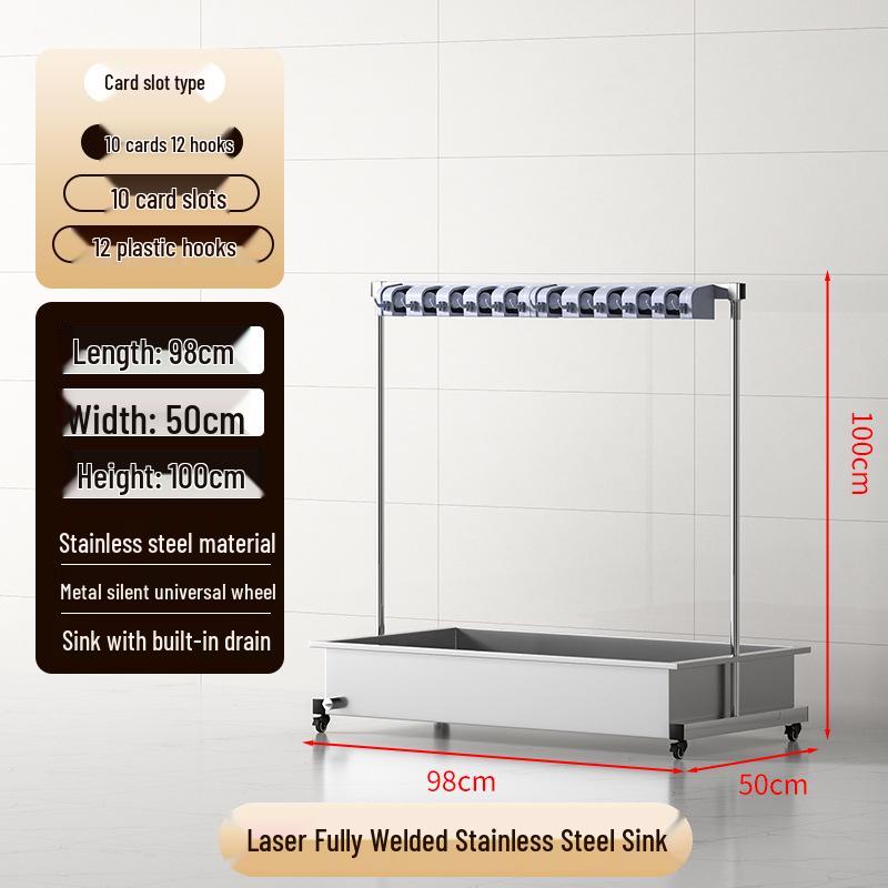 Stainless Steel Mobile Mop and Broom Storage Rack for Cleaning Tools