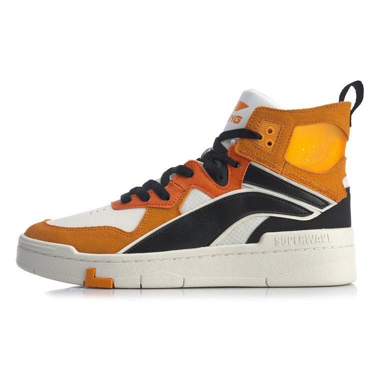 Li Ning Wave Superwave Hi High Top Skateboard Shoes Men's Orange White Blue AGCQ013-4