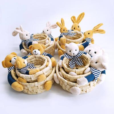 3pcs/set Handmade Storage Basket Straw Cornhusk Basket Mini Toy Storage Woven Basket Easter Egg Basket Home Decoration Crafts