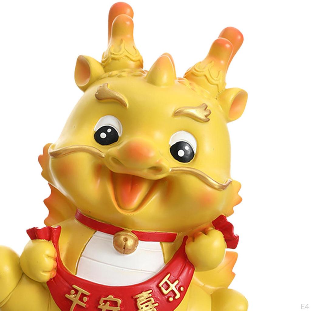 Chinese Year Dragon Statue Piggy Bank Animal Sculpture Feng Shui Table Figurine