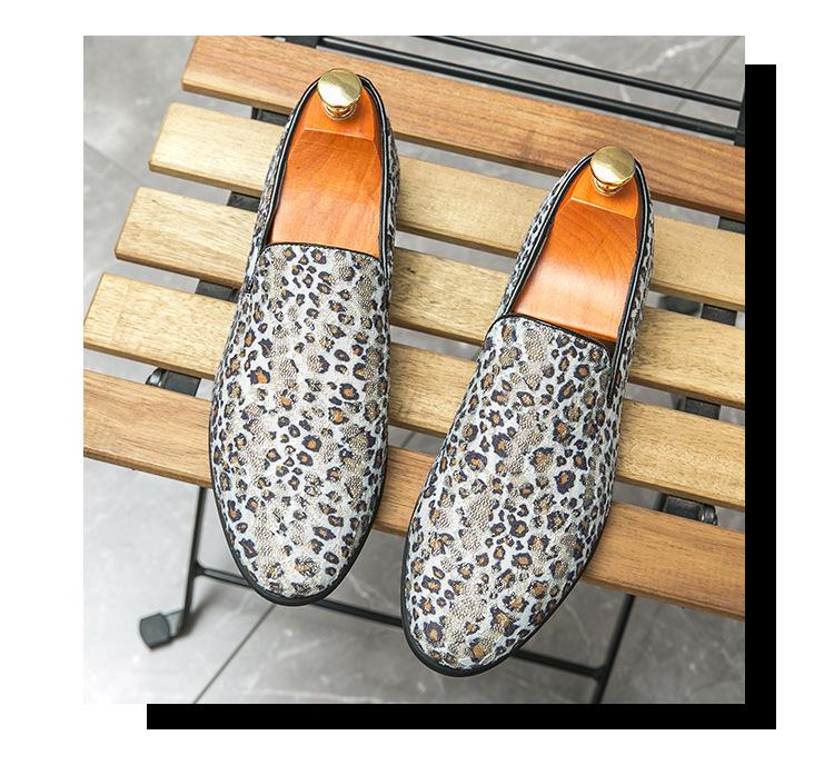 Men's Large Size Leopard Print Leather Loafers - Slip-on Driving Shoes (Sizes 38-46)