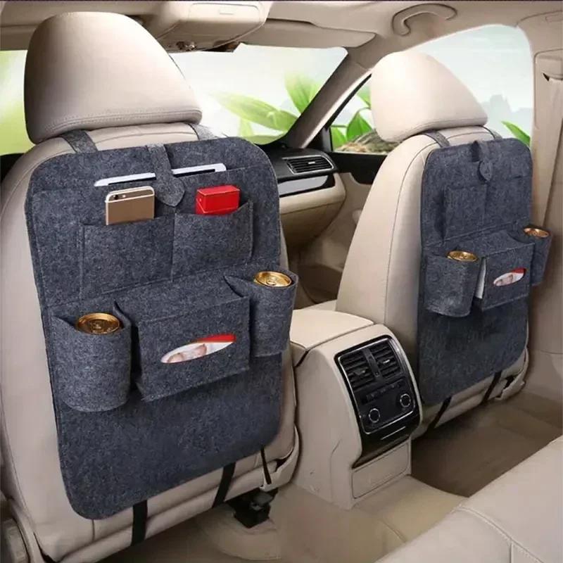 1pcs Universal Car Back Seat Storage Bag Felt Anti-kick Pad Multi-functional Storage Pockets Protection Pad