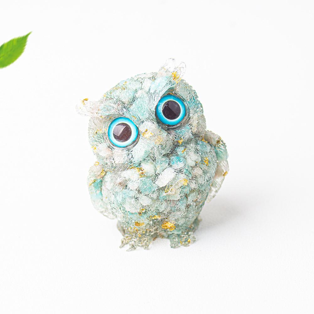 Figurine Hibou en Résine Cristal Pour Décoration Maison Bureau Cadeau Pour Amis Et Famille