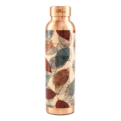 Copper Bottle with Leaves Print (950 Ml), Copper Water Bottle Foliage,