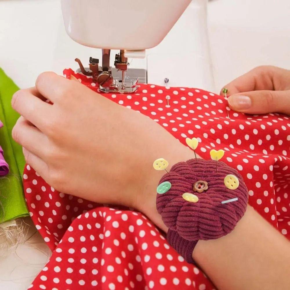 Pumpkin Shaped Wrist Pin Cushion With Elastic Wrist Belt Needle Pillow Needle Cushion Needlework
