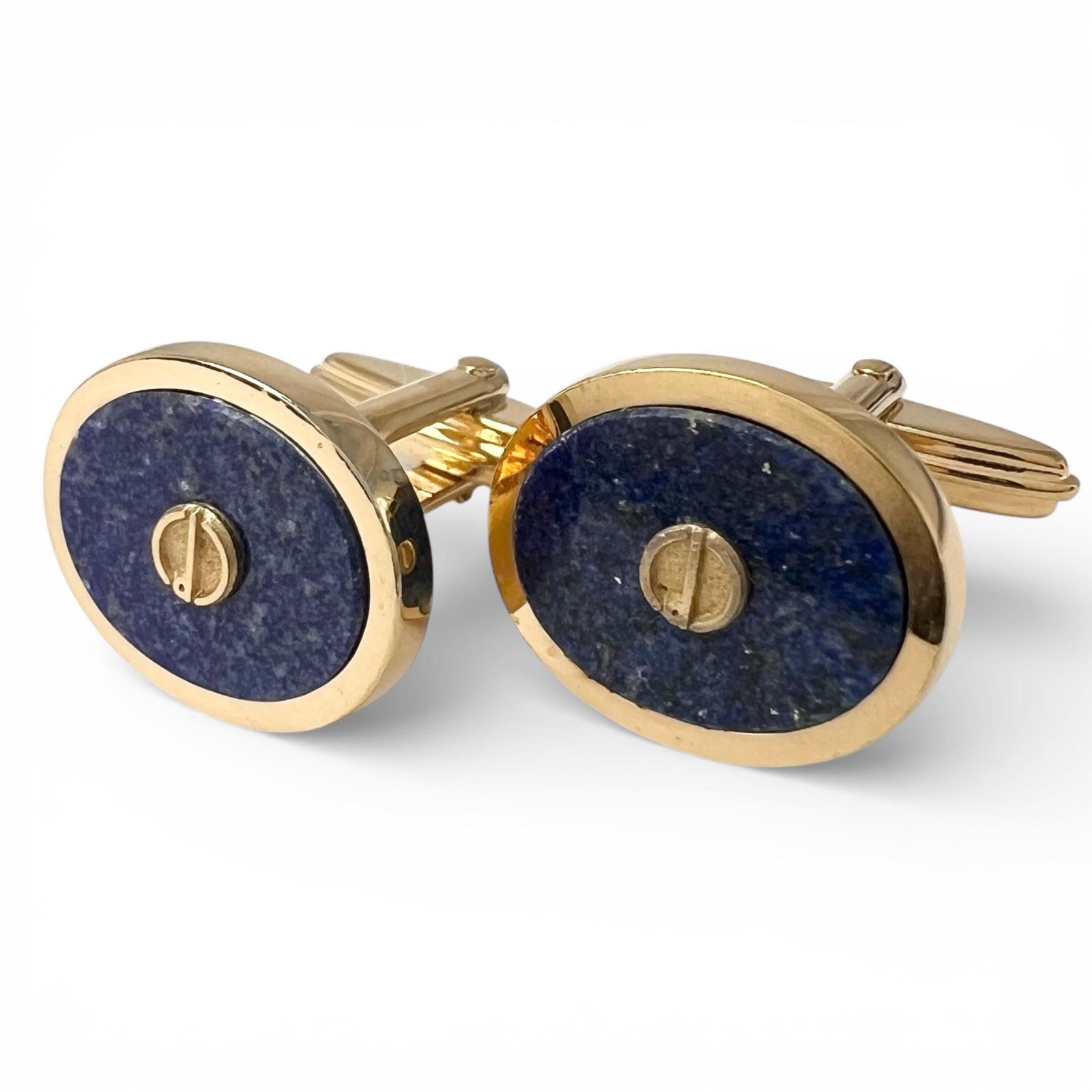 

Great Dunhill Cufflinks cufflinks Oval d logo gold lapis lazuli mens Used