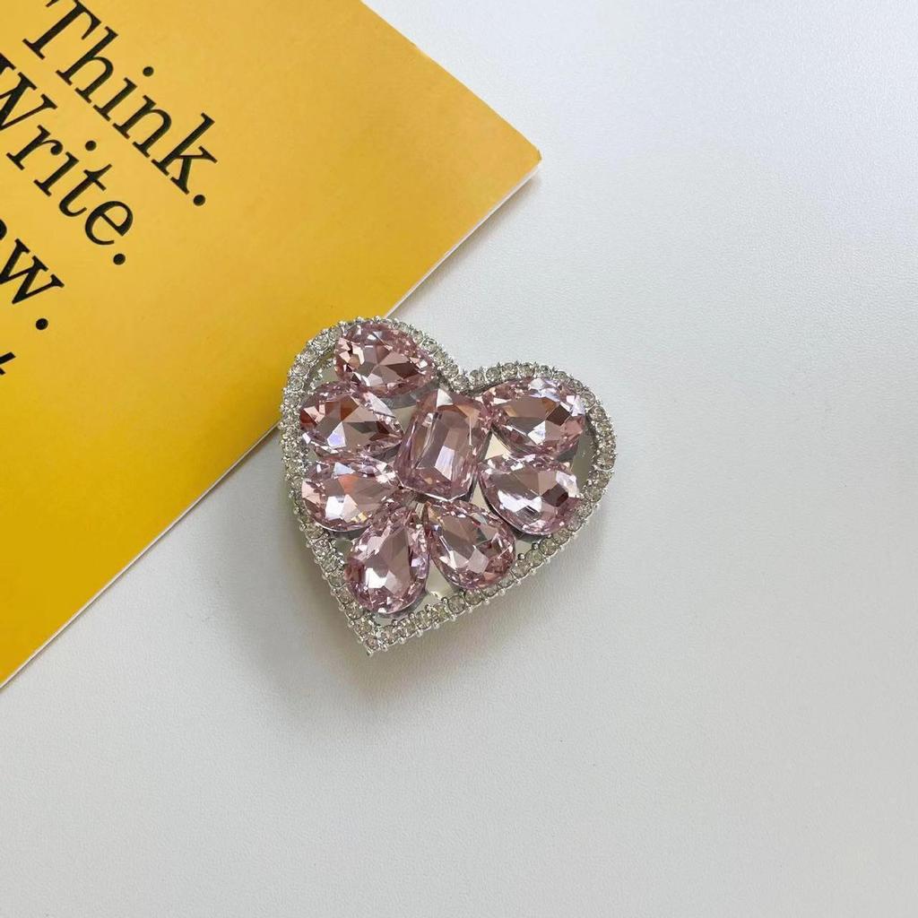 Rotating Rhinestone Heart Phone Ring Holder & Stand for Lazy Bedside or Desktop Use