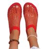 Summer new round head large size sandals hollow rhinestone cover toe sandals summer sexy flat sandals