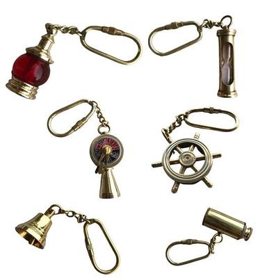 Set of 6 Brass Keychains Keyrings Nautical Gift For Special Occasion