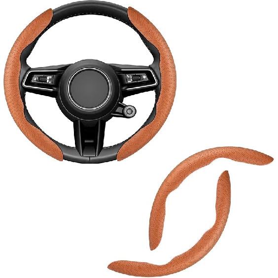 Amiss Car Nappa Leather Steering Wheel Cover, 2PCS Segmented Steering Wheel Protector, Universal 99% Wheel Cover Protector (Champagne) шампанского