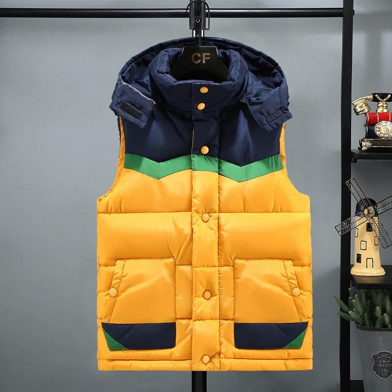 

New autumn and winter down cotton vest men s thickened couple vest large size vest blue casual jacket top S жовтий