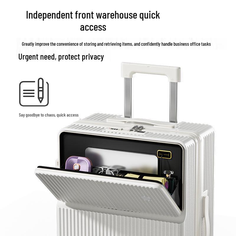 24-inch Multifunctional Suitcase with Cup Holder & Universal Wheels, Carry-On Trolley Case with Combination Lock for Men & Women.