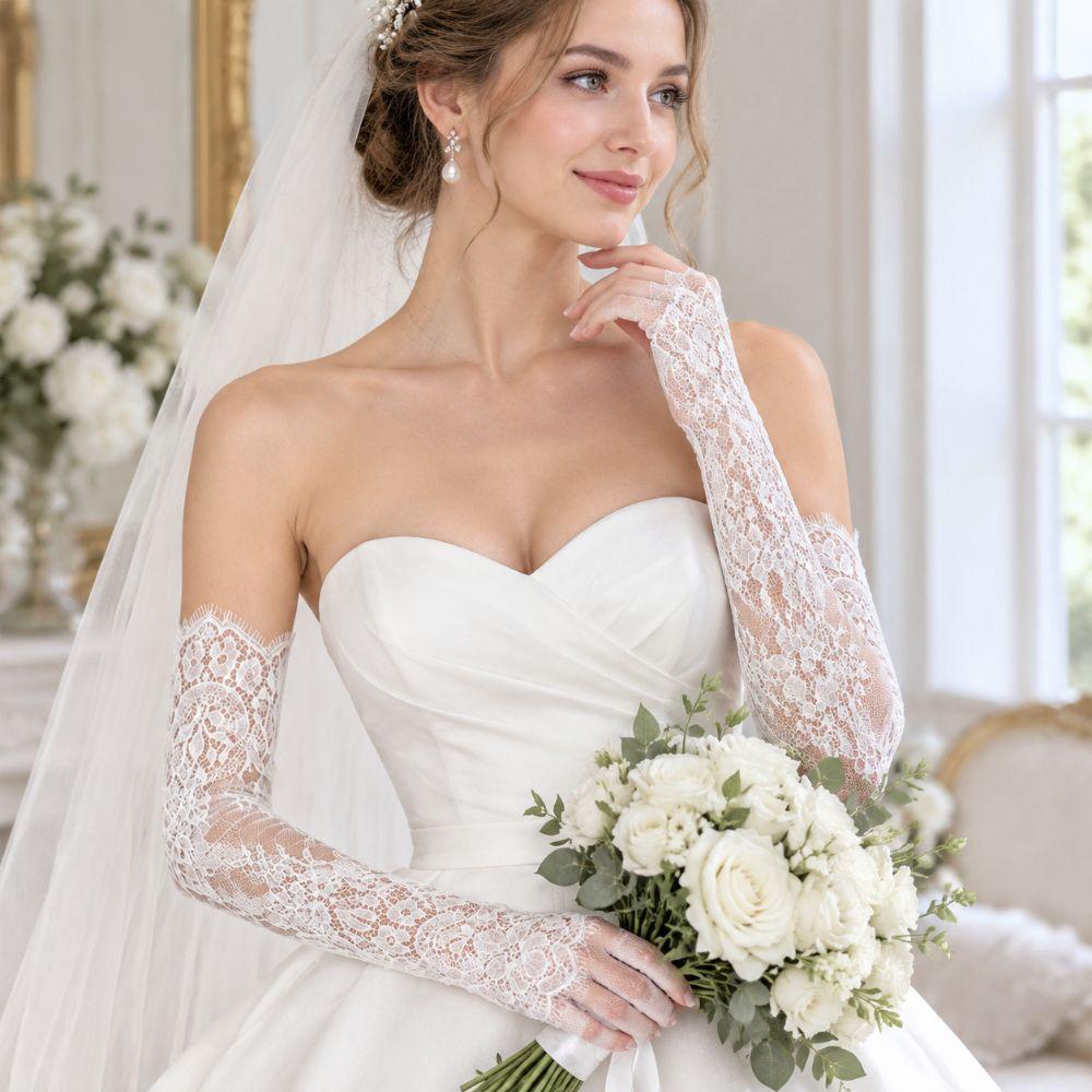 Eyelash Edge Lace Arm Sleeves Fingerless Lace Cuffs Vintage Arm Cover Cosplay Show