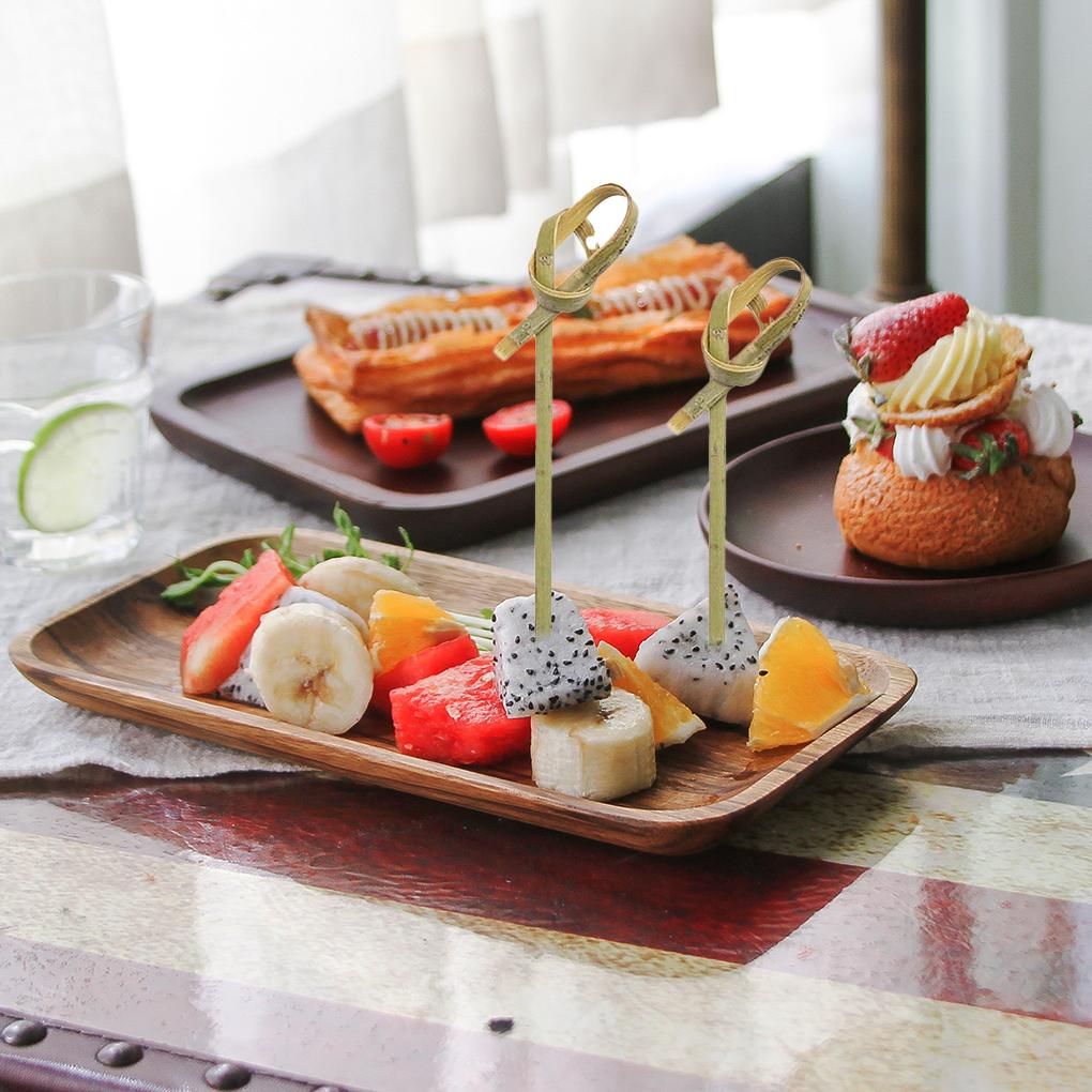 Fruit Picks Disposable Dessert Sushi Toothpicks Decorative Twisted Ends Bamboo Baverage Picks