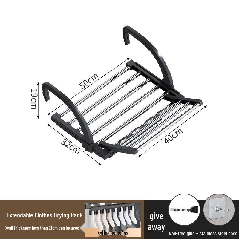 Telescopic Punch-Free Clothes & Shoe Drying Rack for Window Railings and Balcony