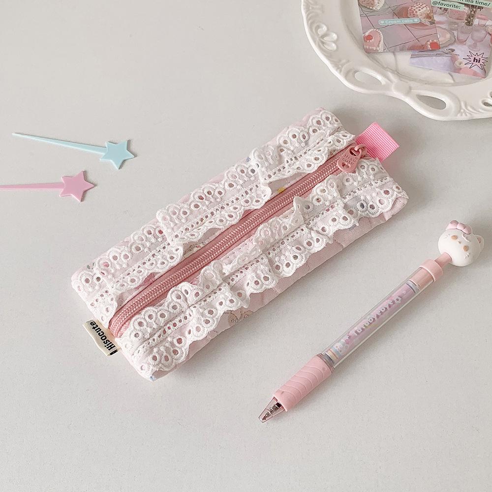 1 Pc Cute Korean Fashion Pencil Pouch Mini Kawaii Causal Jacquard Knitted Pencil Case Stationery Storage Bag Student Supplies