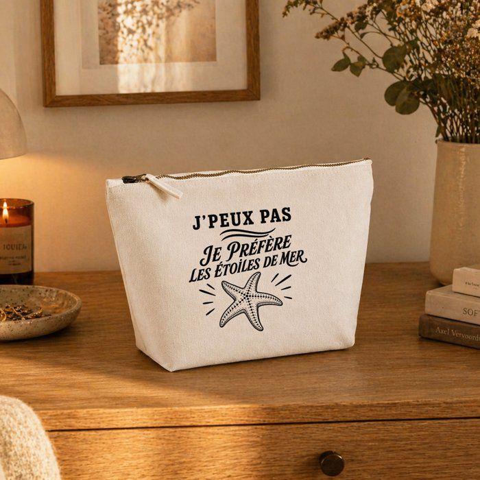Trousse de toilette - PLANETEE - J’peux pas minimaliste - Beige - 100% coton - 3 L zippée
