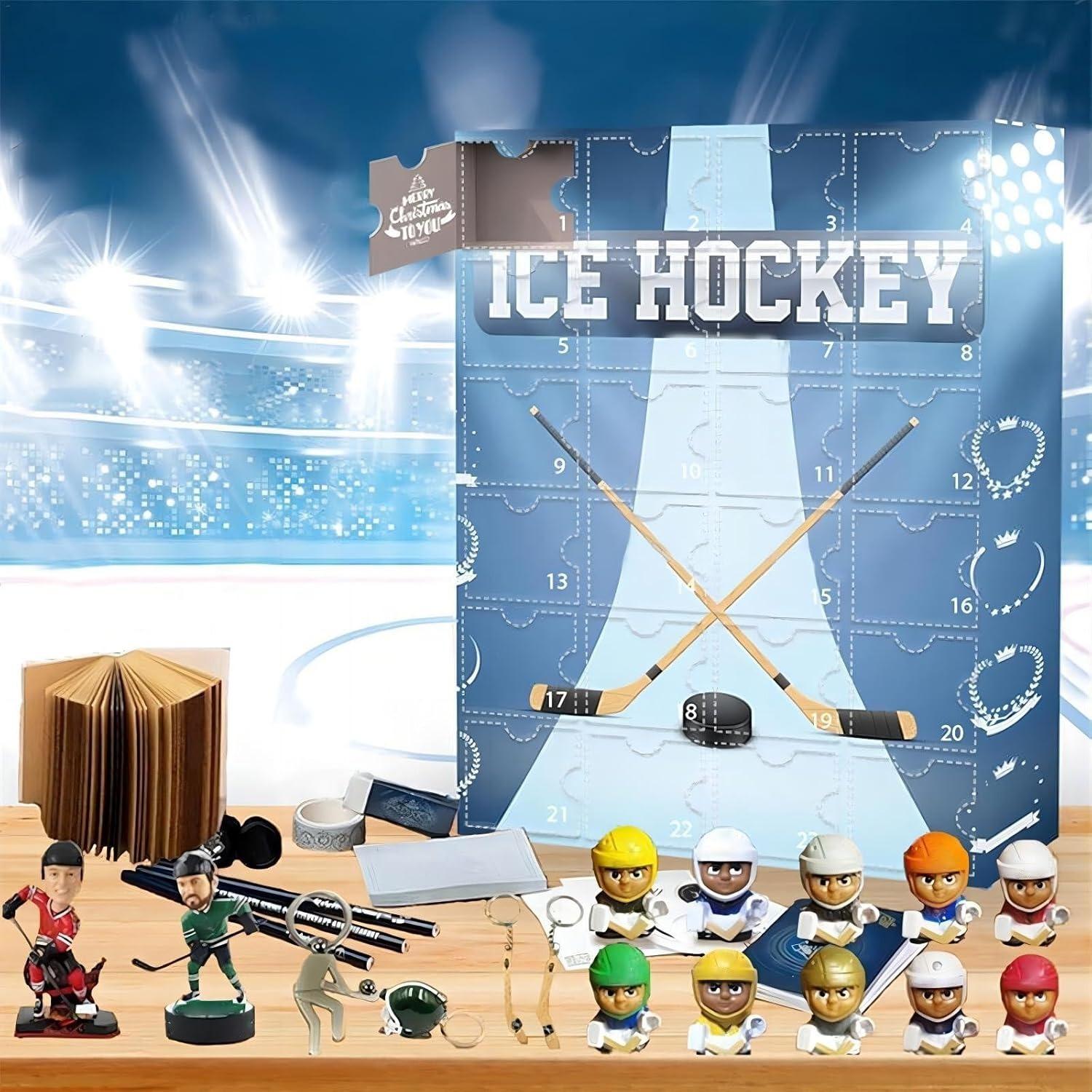 

Ice Hockey Advent Calendar 2025, Holiday Ice Ball Decoration, 24Pcs Ice Fidget Advent Calendar, Miniature Keepsake for Home Christmas Decoration синий