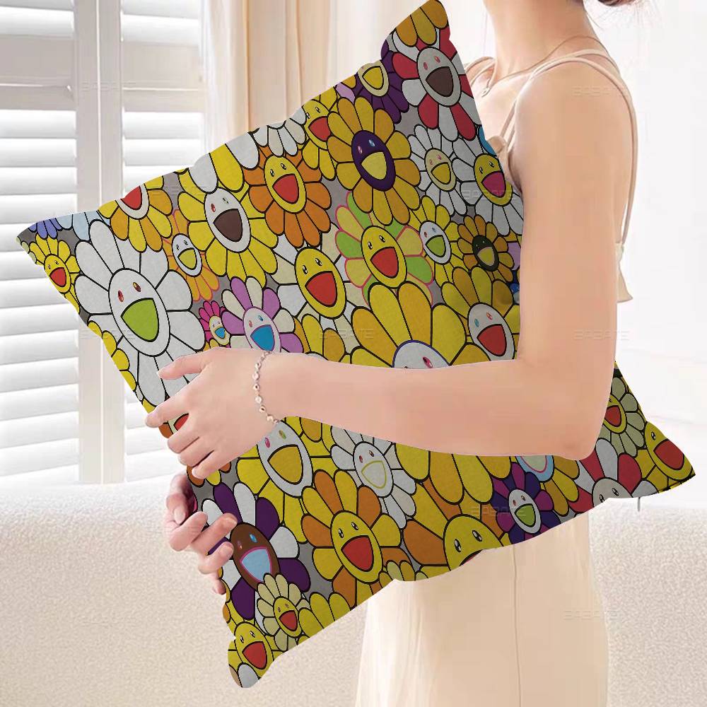 Flower T-Takashi Art M-Murakami Cushion Cover Car Throw Pillow Case For Sofa Car Christmas Gift 40x40cm 45x45cm