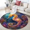 Seahorse Round Area Rug,Carpet Rug for Living Room Bedroom Sofa Playroom Decor,Non-slip Floor Mat