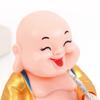 Online Solar-Powered Wooden Little Monk Car Figurine - Buddha Decoration