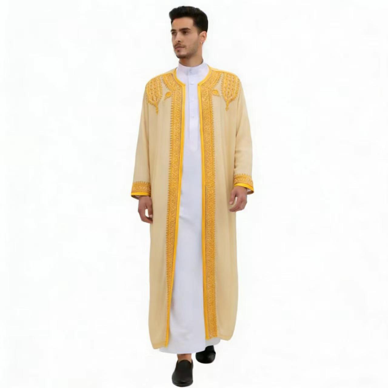 2025 Ethnic Style Men s Long Gold Embroidery Dress 60