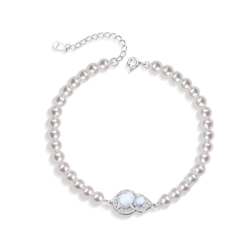 

Браслет из стерлингового серебра 925 пробы в форме тыквы с жемчугом Сика и стеклянным камнем для женщин - Нишевые украшения в стиле INS, легкая роскошь Sterling Silver 925