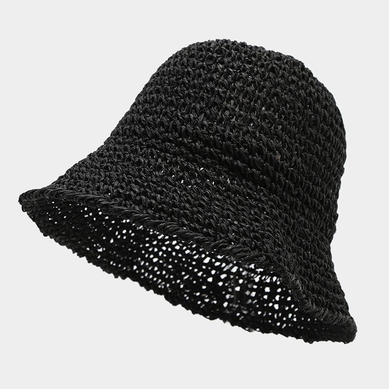 New Korean Version Women Straw Hat Summer Breathable Sun Shade Straw Hat Seaside Vacation Foldable Sun Protection Fisherman Caps