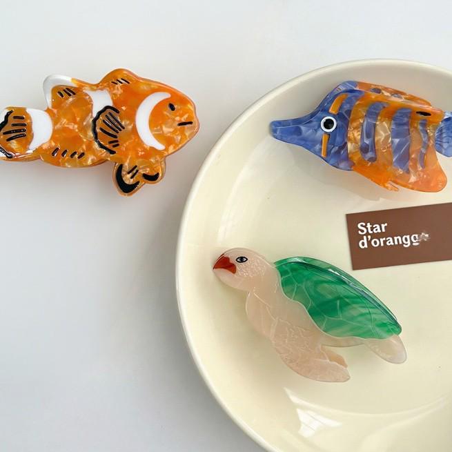 Ocean Series Tropical Fish Claw Hair Clip - Acetate Clownfish Design Accessory