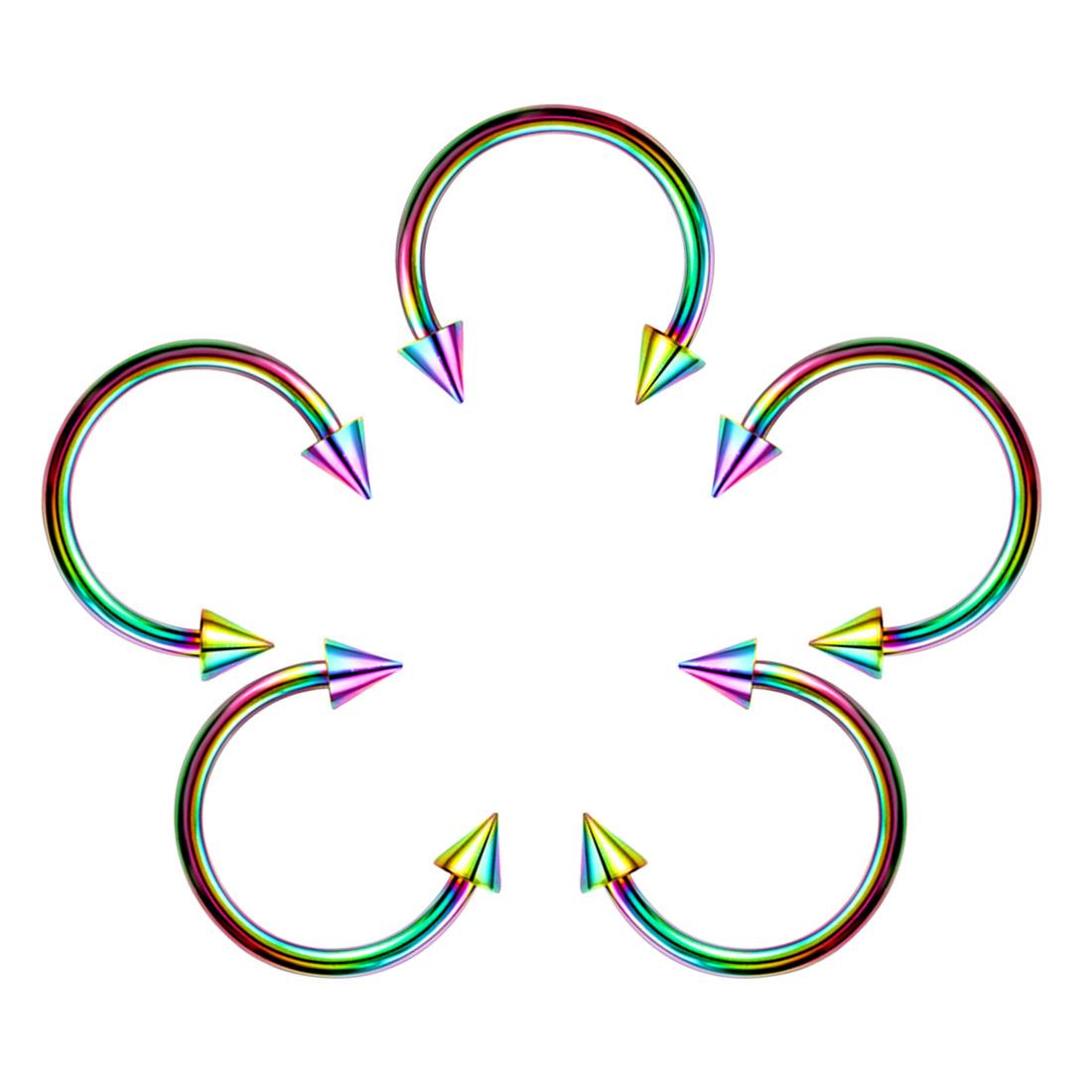 

Мода губная губа кольцо серьги-гвоздики бесшовные пирсинг хирургическая сталь титановая сталь козелка хрящ сексуальные украшения для тела перегородка обруч для носа темперамент 1.2*6+3mm # Cone 03 разноцветный