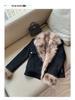 Women's Black Shearling Fur Collar Short Slim Fit Biker Jacket - Autumn/Winter Thickened Coat