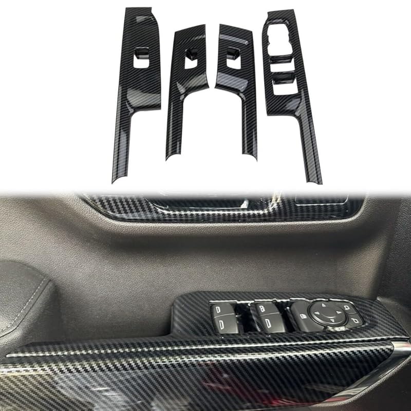 Carbon Fiber Window Lift Switch Panel Cover Trim for 2019-2025 Chevy Silverado 1500/GMC Sierra 1500 for 2020-2025 Sierra/Silverado 2500 3500 HD