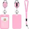 Pink Vertical Card Holder Telescopic Lanyard Set Office Certificate Card Holder Keychain Cute Photo Card Name Brand Protective Cover
