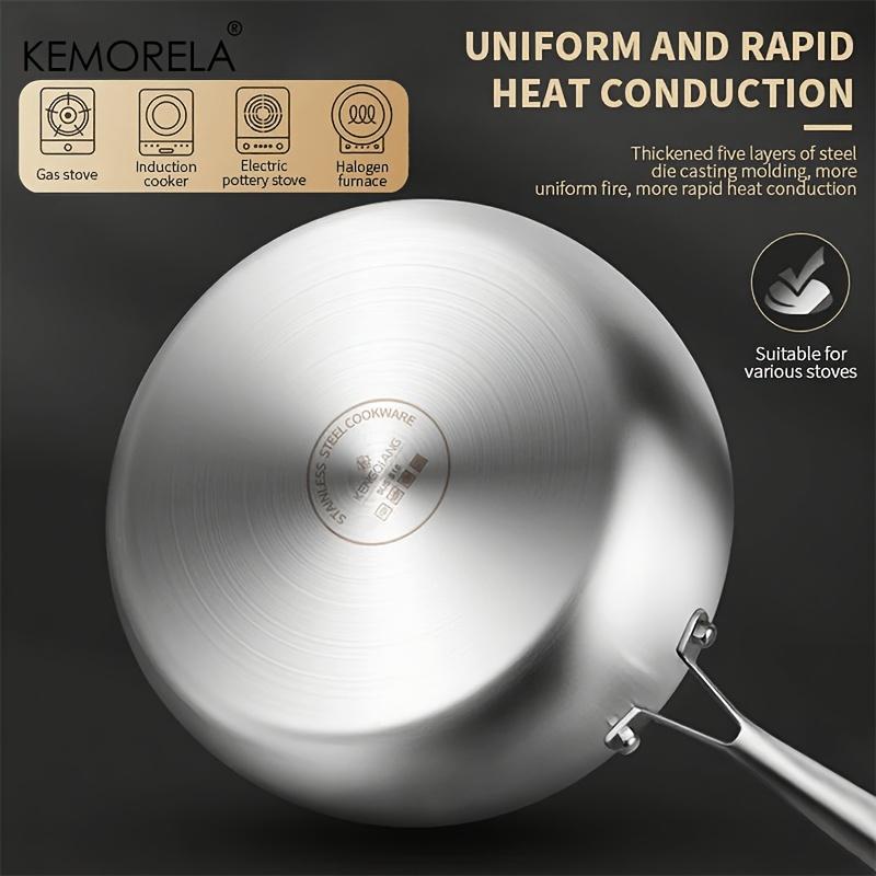 316 Stainless Steel Three-layer Frying Pan 20/22/24/26/28cm Uncoated Wok Pan Non Stick Pots Household Cooking Kitchen Cookware