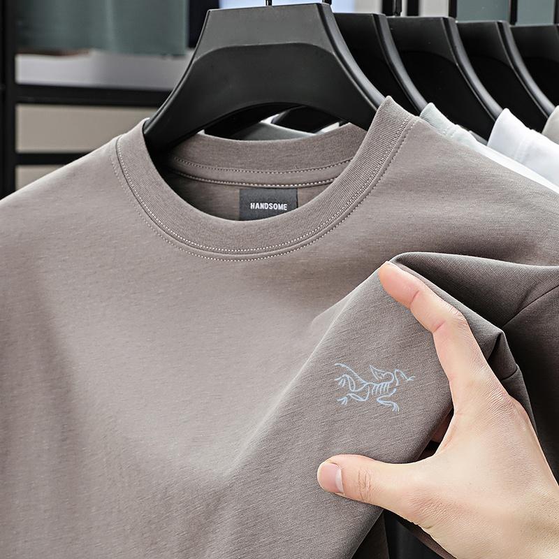 Men's O-Neck Short Sleeve T-Shirt Summer Arrival Solid Color Bird Print Casual Fashion Commute Men's Wear