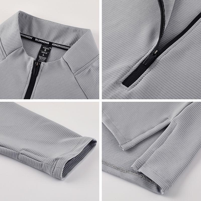 Men's Quick-Dry Half-Zip Stand-Collar Sweatshirt for Autumn/Winter Running and Training.