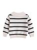 Korean Unisex Kids' Cotton Striped Sweater with Lapel