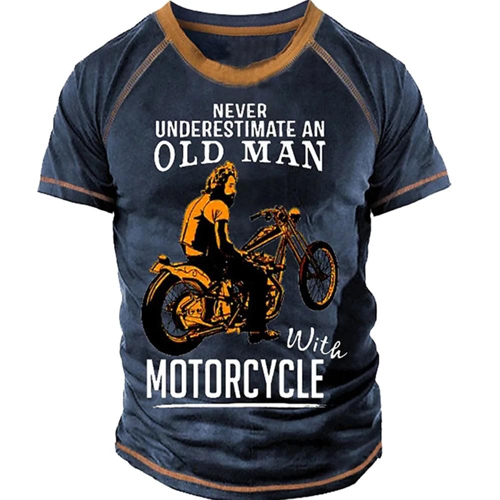 Retro Design Motorcycle Poster 3D Printed Men's T-shirt Summer New Oversized Quick Drying Sports T-Shirts